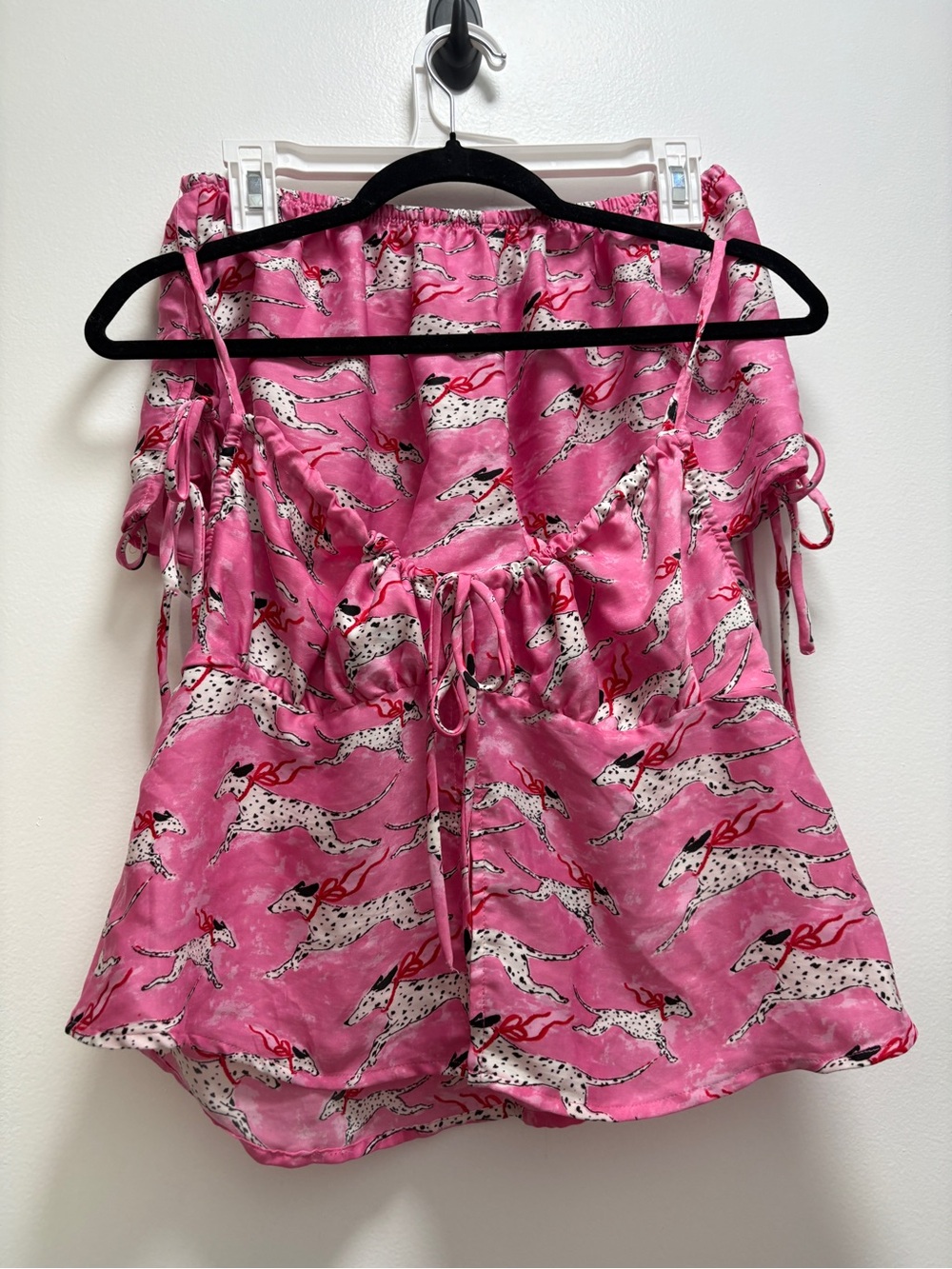Out from Under Pink Dalmatian-Print Satin Cami & Shorts -Sleepwear - Small